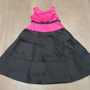 Girl's Pink and Black Biscotti Satin Long Dress